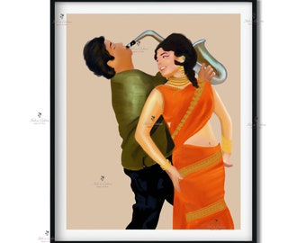Arte de Bollywood, Mumtaz, arte mural de películas indias, póster de películas clásicas hindi, regalo para amantes del cine, decoración de cine en casa, regalo de arte desi