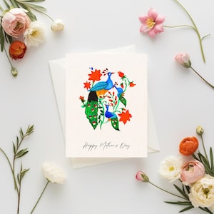 Carte Maa personnalisée dans l'art traditionnel indien-Carte personnalisée pour la fête des Mères-Cadeau Desi pour maman-Carte de voeux indienne-Carte indienne esthétique culturelle