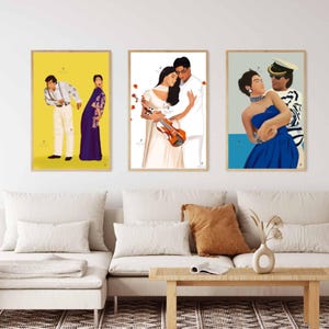 Bollywood Art Bundle - Set of 3, Indian romantic collection, Gift for Movie Lovers, Indian film art, Hindi Movie posters