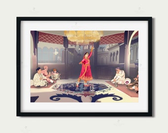 Bollywood Art, Pakeezah, Indian Movie Wall Art, Hindi Classic Film Poster, Gift for movie lovers, Home Theater Decor, Desi Art Gift
