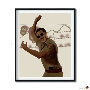 Bollywood Art,Dabangg, Indian Movie Wall Art, Hindi Classic Film Poster, Gift for movie lovers, Home Theater Decor, Desi Art Gift