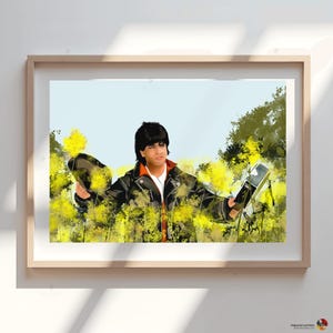 Bollywood romance art | Shah Rukh Kajol print |Raj Simran |, Indian Movie Wall Art, Hindi Classic Film Poster, Gift for movie lovers