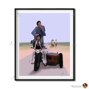 Bollywood Poster, Sholay - Bike Szene, Amitabh, Indische Film Wand Kunst, Hindi Classic Film Poster, Geschenk für Filmliebhaber, Desi Heimkino Dekor