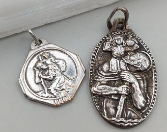 1 Pc St Christopher Vintage Medal • Patron of Travelers - Religious Pendant Medallion
