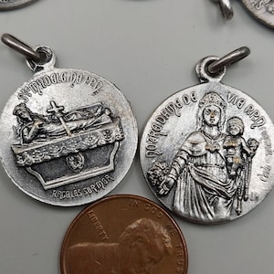 1 Pc Vintage Notre Dame de Vie / St Madeleine - Mary Magdalene Medal • Signed LM - Argeles Sur Mer - Religious Catholic Pendant