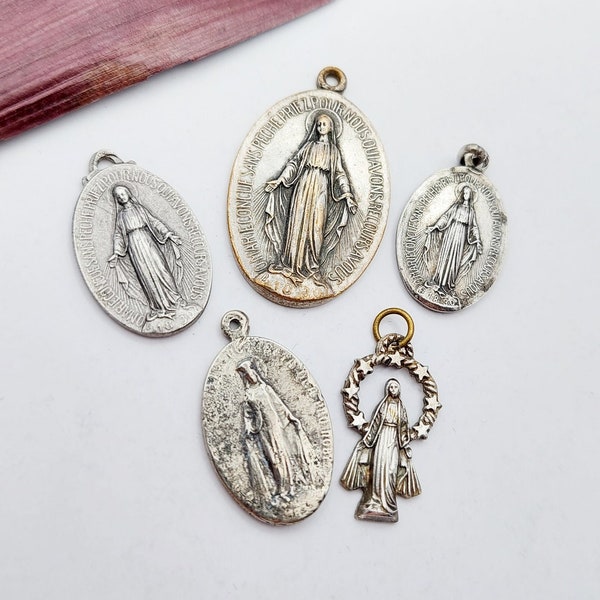 1 Pc Miraculous Medal • Vintage Catholic Marian Monogram Immaculate Conception 1830 Our Lady Religious Medallion