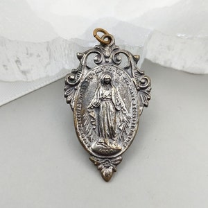 Vintage Miraculous Medal • Marian Monogram - Immaculate Conception - 1830 - Catholic Pendant Religious Medallion