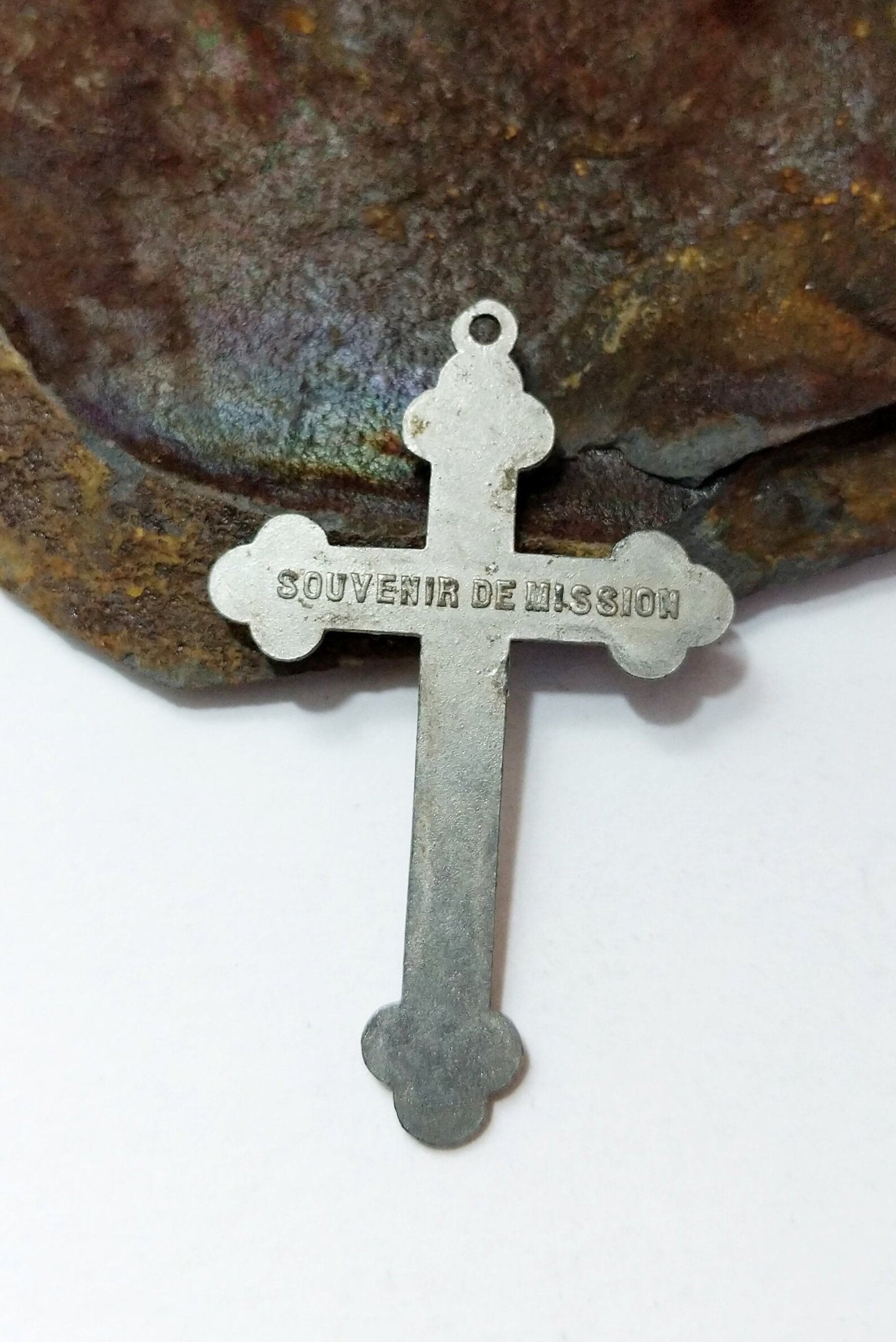 Vintage Mission Souvenir Crucifix Silvertone Pendant INRI Etsy