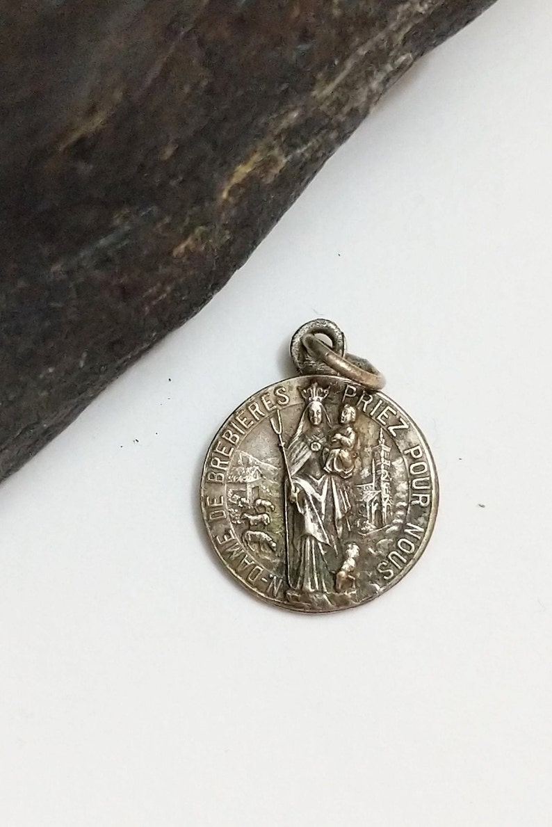 Notre Dame de Brebieres Charm Medal Vintage Our Lady