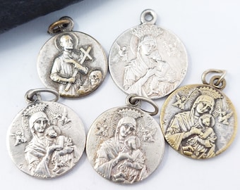 1 Pc Our Lady Perpetual Help / St Gerard Vintage Medal • Patron of Childbirth - Catholic Religious Medallion