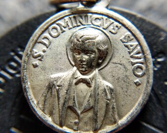 1 Pc S. Dominic Savio Vintage Charm Medal • Maria Auxilium Saint Don Bosco Dominicus Silvertone Religious