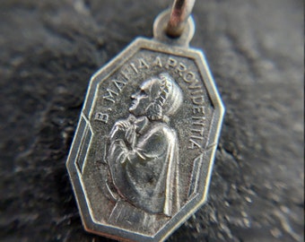 B. Maria a Providentia Catholic Medal • Eugénie Smet Society of the Helpers of the Holy Souls Vintage Small Silvertone