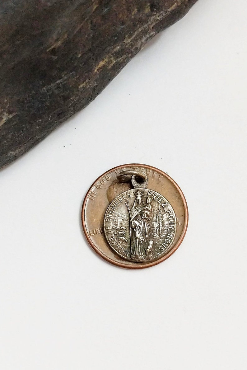 Notre Dame de Brebieres Charm Medal Vintage Our Lady