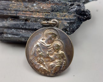 Vintage St Anthony Medal • Relic Included - Padua - Catholic Patron of Lost Items - Religious Devotional Pendant Medallion
