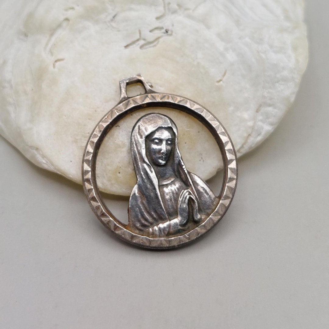 Notre Dame De Banneux 800 Silver Medal • Vintage Our Lady of the Poor ...
