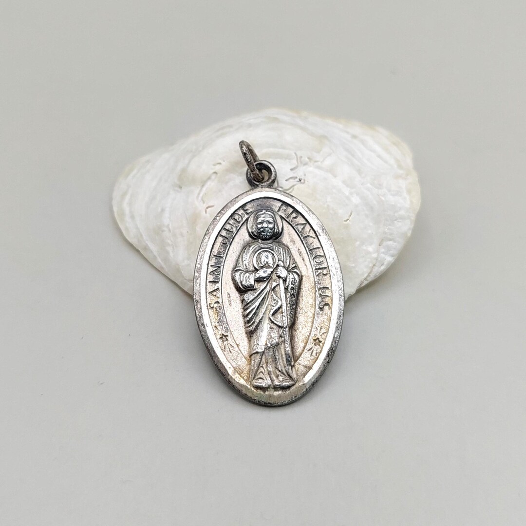 Sterling St Jude Vintage Pendant Medal Silver Catholic Patron of Lost ...