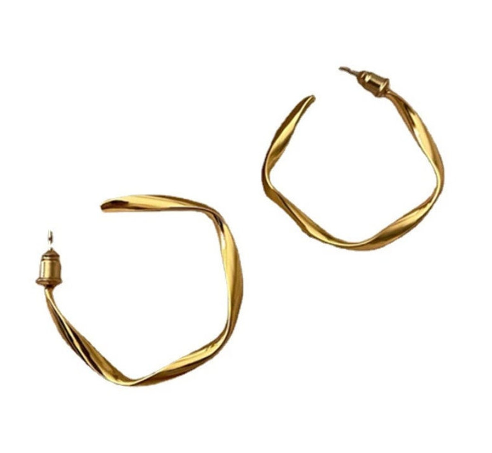 925 Sterling Gold Twisted Medium Hoops Stylish Trendy Etsy