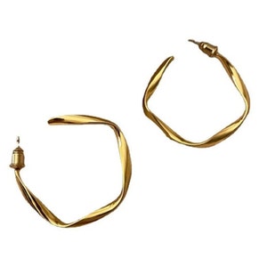 Sterling Gold Twisted Medium Hoops - Stylish-Trendy-Punk-Light Weight-Fashion-Makes beautiful Gift-Free Shipping Nationwide - twisted Hoops