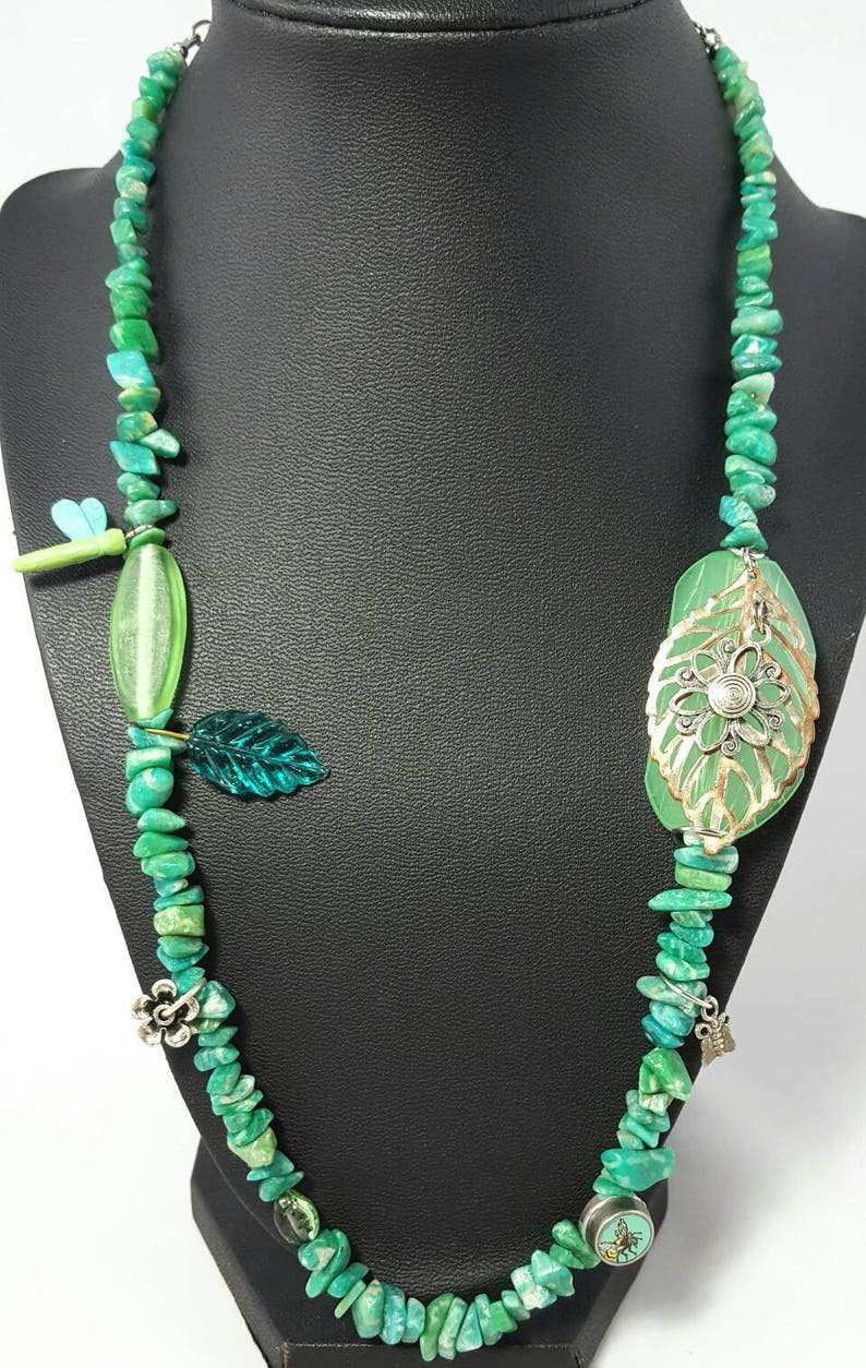 Garden Jewelry Set Mom Gift for Gardener Necklace Bracelet Earrings Gift Set Handmade Jewelry Green Recycled Jewelry Beaded Charm Jewelry image 2