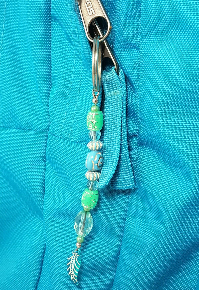 Leaf Keychain Zipper Tag Handmade Keychain Beaded Purse Etsy