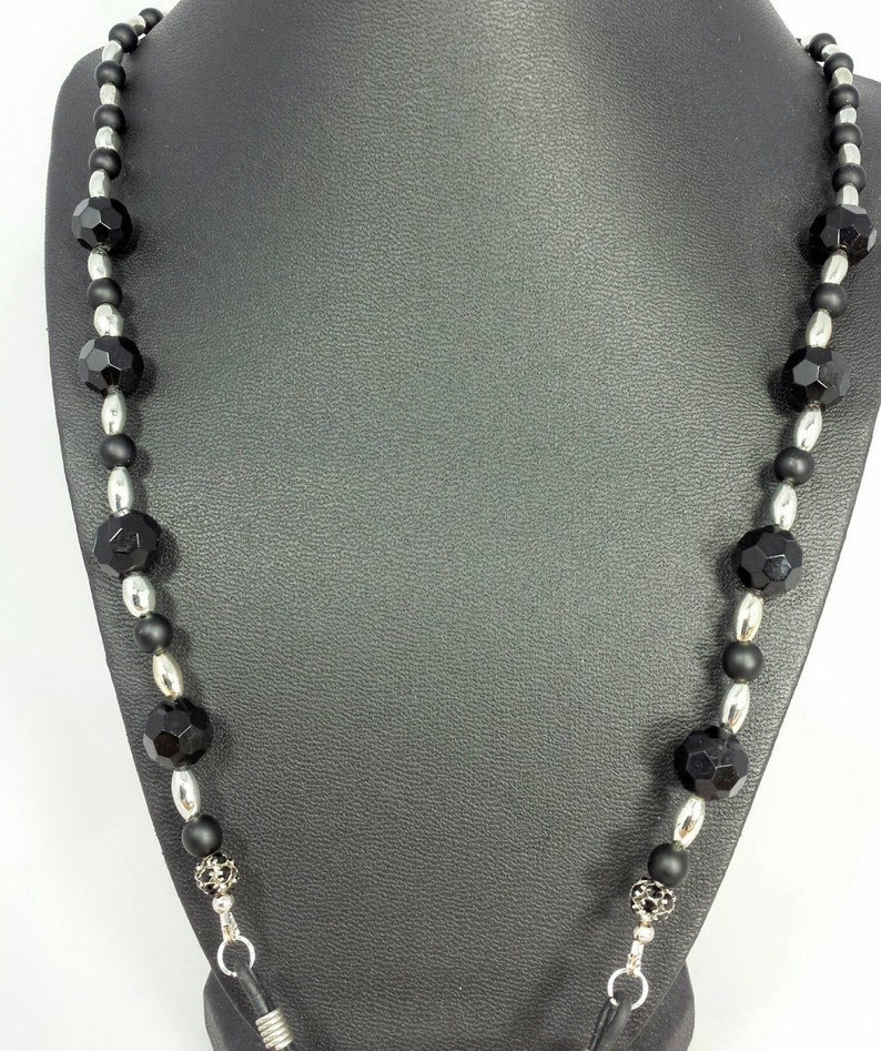 Glasses Chain Beaded Chain Sunglasses Chain Glasses Holder Black Silver