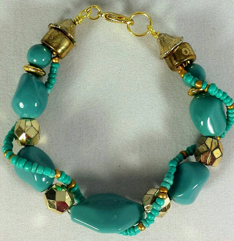 Teak Bracelet with Gold Dots main image 1