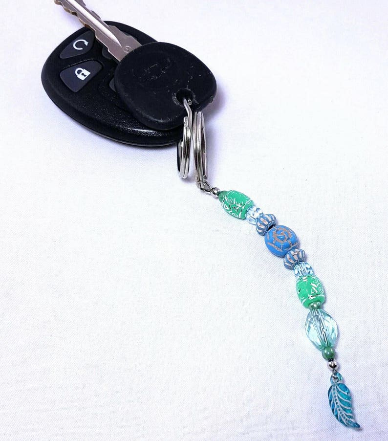 Leaf Keychain Zipper Tag Handmade Keychain Beaded Purse Etsy