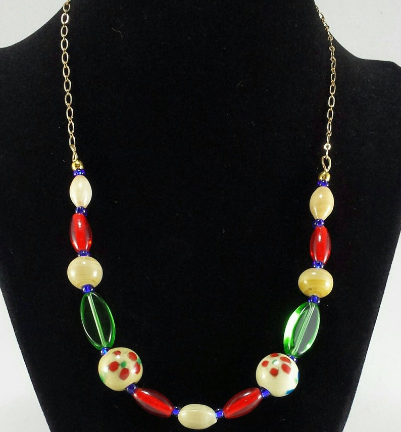 Delicate Statement Necklace Vivid Bright Pattern Gold Chain - Etsy