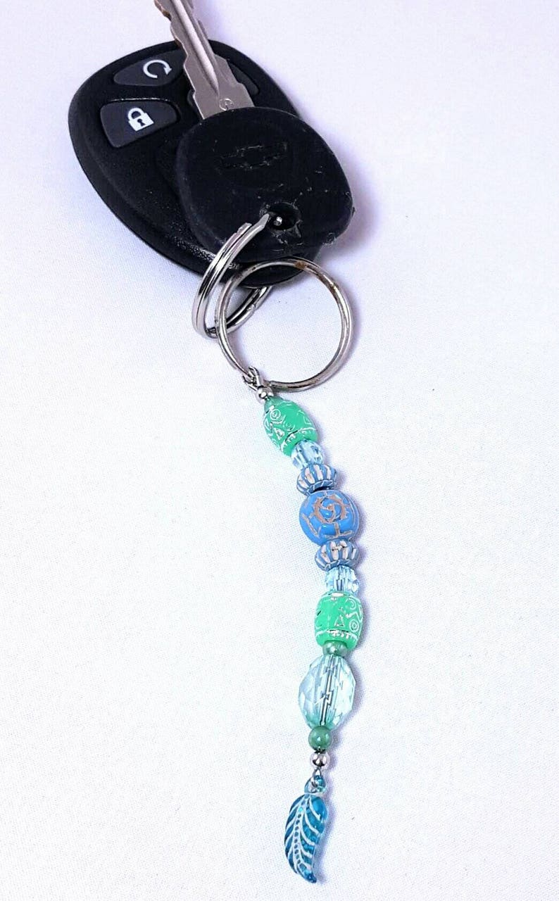 Leaf Keychain Zipper Tag Handmade Keychain Beaded Purse Etsy
