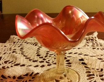 Amber Glass Footed Candy Dish ld7514