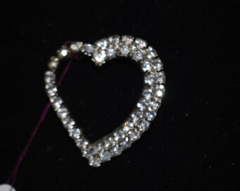 Vintage Rhinestone Heart Pin