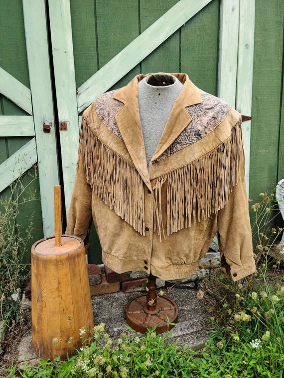 Comint Suede Leather Fringed Men's Jacket (extra l