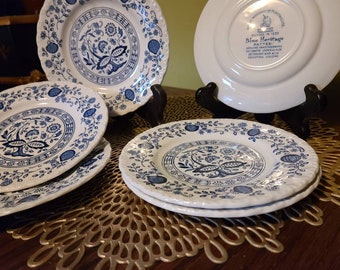 Vtg Blue Heritage by Enoch Wedgewood 6 1/4 in Dishes Set of 6 sk0071