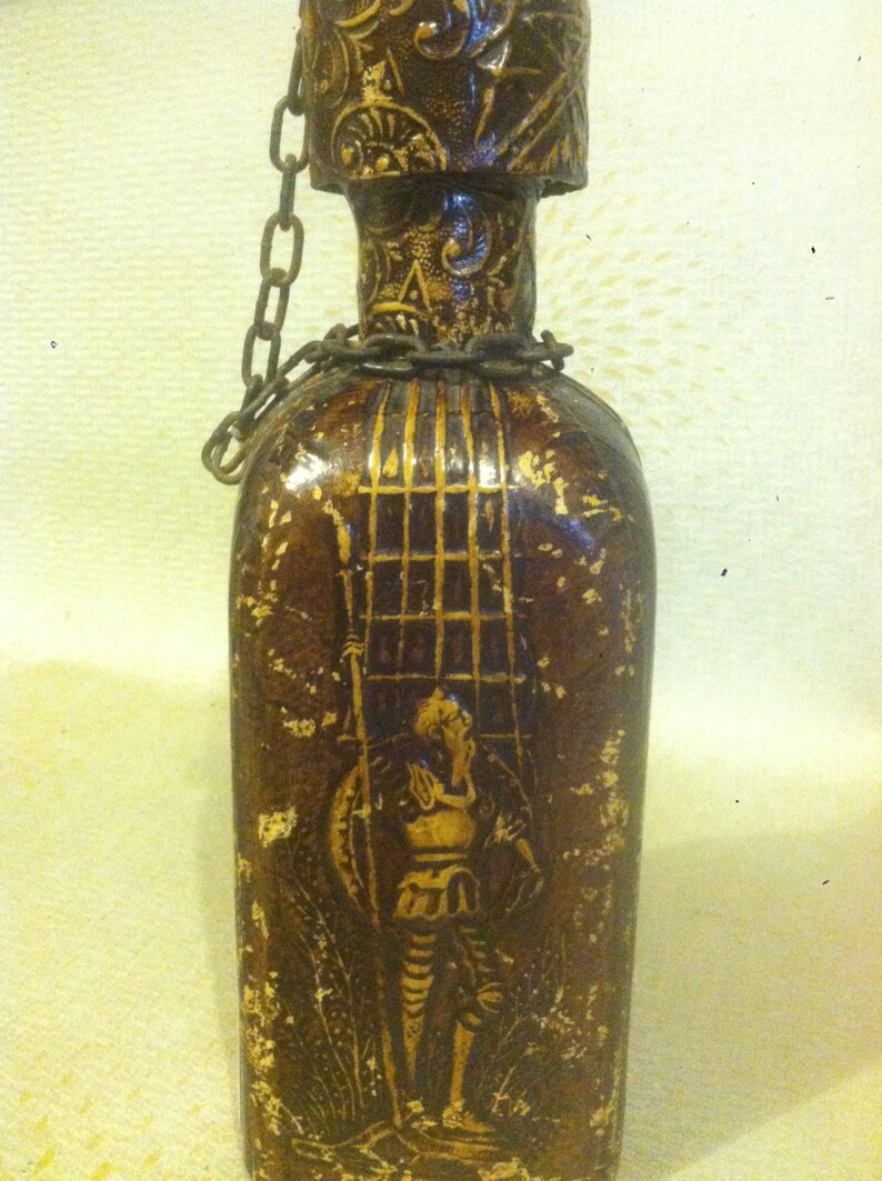 Medieval looking leather liquor bottle Etsy