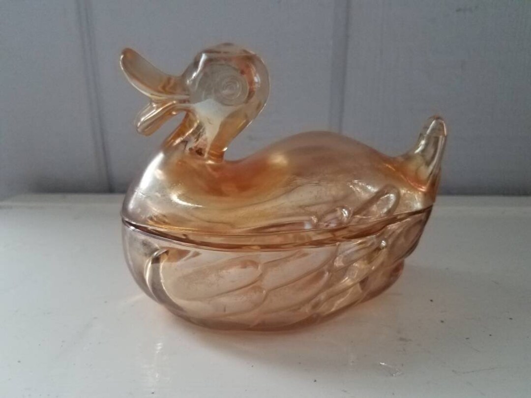 Carnival Glass Duck Candy Dish Etsy