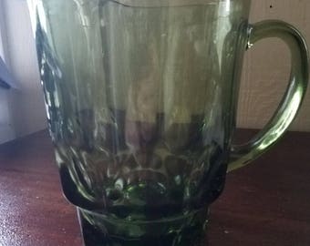 Pressed Glass Green Pitcher