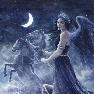 Nyx Large Print | Night Goddess Nox Painting Art | Greek Goddess