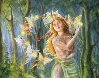 Aine Celtic Goddess of Summer | Irish Mythology Tuatha De Danann | Painting Print Pagan Fairy Goddesses Midsummer
