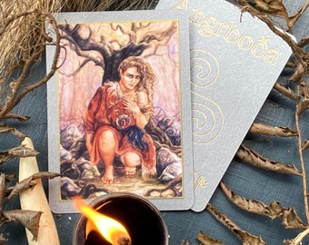 Angrboða Altar prayer Card | Norse Goddess Art Trading Cards jötunn