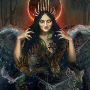 Lilith Goddess of Darkness | Night creatures prints | oil painting art