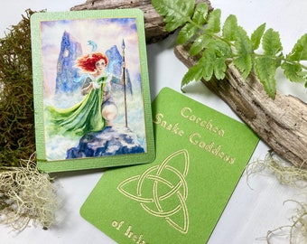 ACEO Art Card Celtic Goddess Corchen Corra | Irish Gods Small Painting | Trading Collectible Pocket Altar Gift