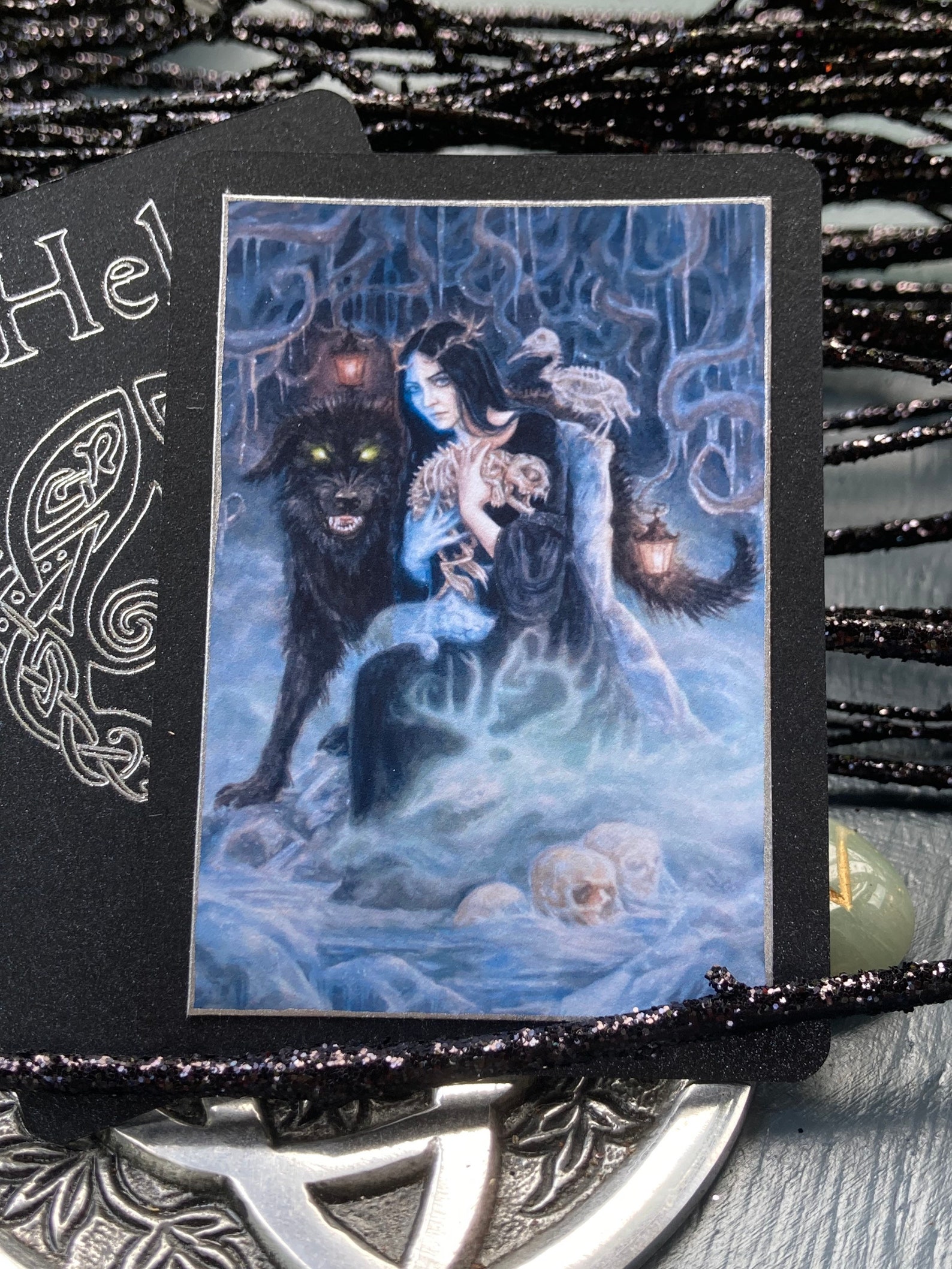 Hel Prayer Card | Norse Death Goddess Art Altar Hela | Dark Underworld ...