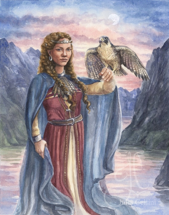 Frigg Norse Goddess Frigga Painting Art Print All Mother - Etsy