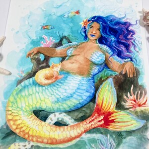 Rainbowfish Mermaid Art Print Watercolor image 4