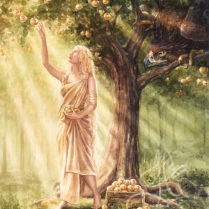 Iðunn Goddess Art | Norse mythology Idunn giant eagle golden apples
