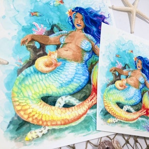Rainbowfish Mermaid Art Print Watercolor image 7