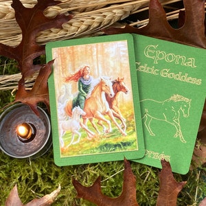 Epona Pferdegöttin Altar Karte | Keltische Kunst heidnische Gebetsgötter | Herbst Herbst Mabon