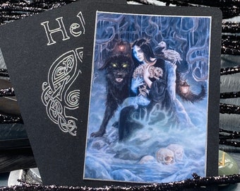 Hel Prayer Card | Norse Death Goddess Art Altar Hela | Dark Underworld