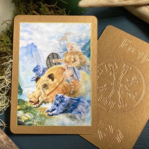 Freyja Goddess Altar Card | Norse Art Pagan Prayer Gods | ACEO Pocket Art