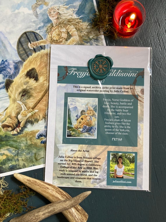 Buy Freyja Norse Goddess and - India Hildisvíni Painting Etsy Online Print Watercolor Cats Art Boar in Freya